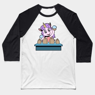 Cartoon unicorn playing cowbells Baseball T-Shirt